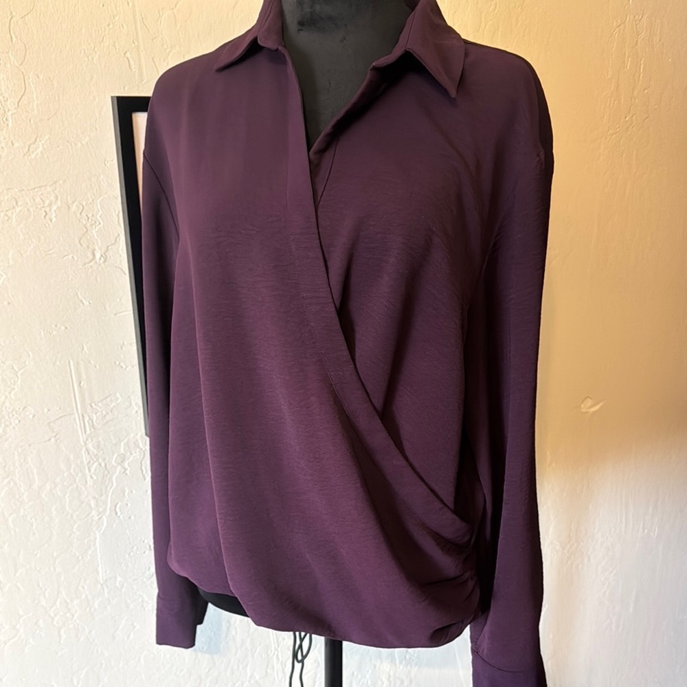 CK Women's Purple Wrap Top - NWOT